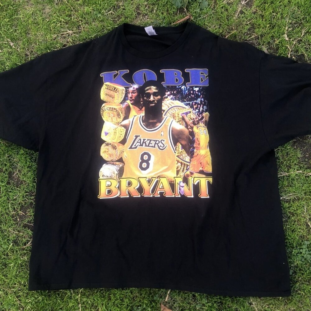 Kobe Bryant FIVE Championship Rings T-Shirt Sz 4XL Gildon Ultra Cotton
